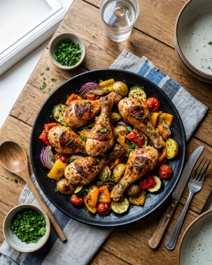 Курячі Гомілки з Овочами в Духовці